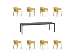 Set tavolo Rio 210/280 con 8 sedie Net