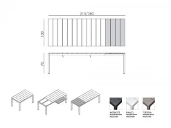 Set tavolo Rio 210/280 con 6 sedie Net
