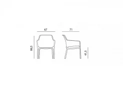 Set tavolo Rio 210/280 con 8 sedie Net Relax cuscini Shell