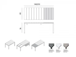 Set tavolo Rio 140/210 con 6 sedie Riva