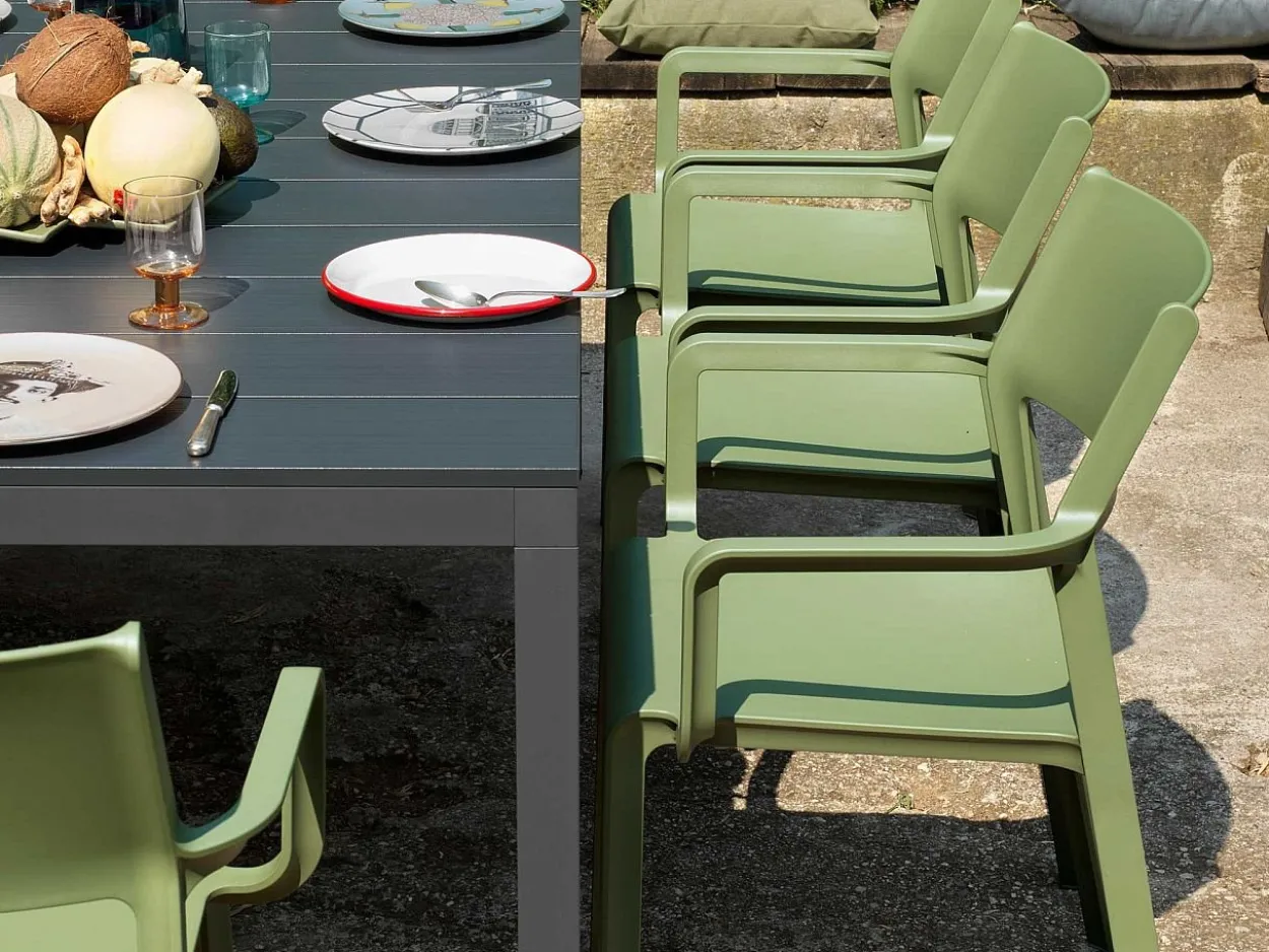 Set tavolo Rio 210/280 con 10 sedie Trill con braccioli