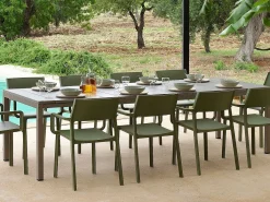 Set tavolo Rio 140/210 con 6 sedie Trill con braccioli