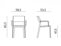 Set tavolo Rio 140/210 con 6 sedie Trill con braccioli