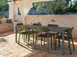 Set tavolo Rio 140/210 con 6 sedie Trill con braccioli