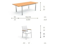 Set Tavolo Timber 156/214 con 6 Poltrone