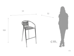 Sgabello alluminio con schienale e braccioli