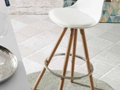 Sgabello alto Shiro 97 ecopelle e legno