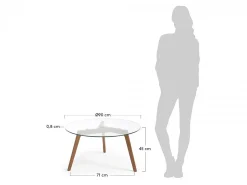Tavolino Bro Ø90 legno e vetro