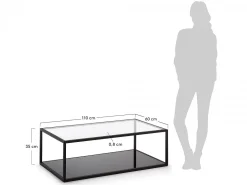 Tavolino Gringo 110x60 metallo e vetro