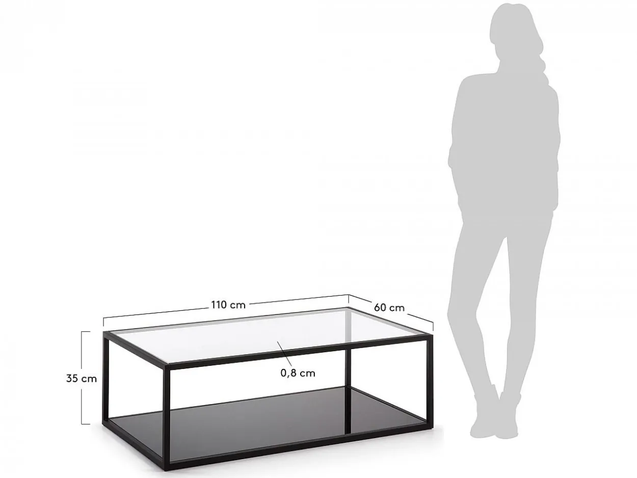 Tavolino Gringo 110x60 metallo e vetro