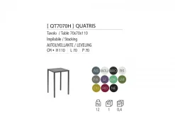 Tavolo alto Quatris 70x70