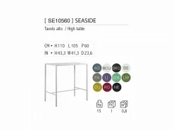 Tavolo alto Seaside 105