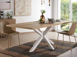 Tavolo Asterisco 180 bianco e piano legno