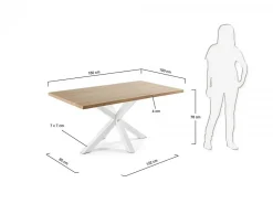 Tavolo Asterisco 180 bianco e piano legno