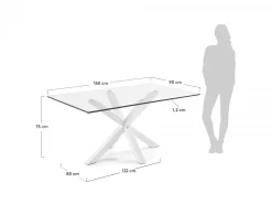 Tavolo Asterisco 160 bianco e piano vetro