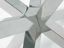Tavolo Asterisco 160 inox e piano vetro