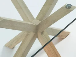 Tavolo Asterisco 200 legno e piano vetro