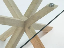 Tavolo Asterisco 180 legno e piano vetro