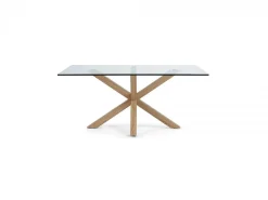 Tavolo Asterisco 160 legno e piano vetro