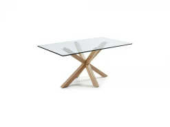 Tavolo Asterisco 160 legno e piano vetro