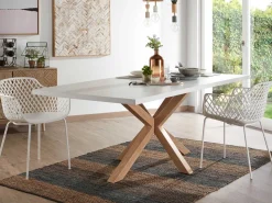 Tavolo Asterisco 160 legno piano melammina bianco