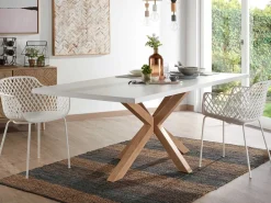 Tavolo Asterisco 200 legno piano melammina bianco