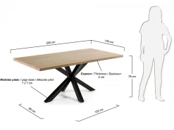 Tavolo Asterisco 200 nero e piano legno