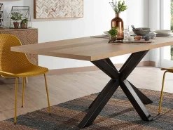 Tavolo Asterisco 160 nero e piano sonoma naturale
