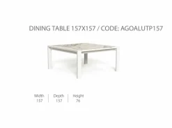 Tavolo da Pranzo Argo/Alu 157x157
