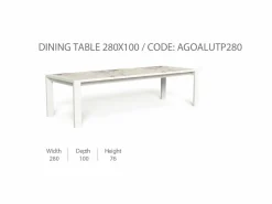 Tavolo da Pranzo Argo/Alu 280x100