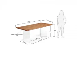Tavolo Gambadivetro 220 vetro e legno