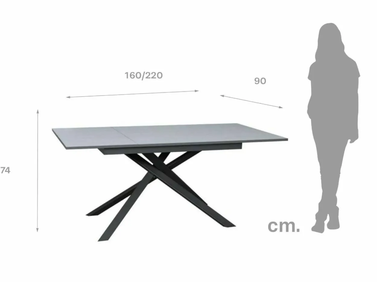 Tavolo Ganty 160x90 bordo antracite