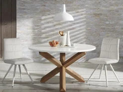 Tavolo rotondo Nils Ø135 legno rovere, laccato bianco