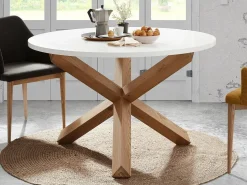 Tavolo rotondo Nils Ø135 legno rovere, laccato bianco