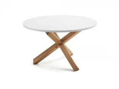 Tavolo rotondo Nils Ø120 legno rovere, laccato bianco